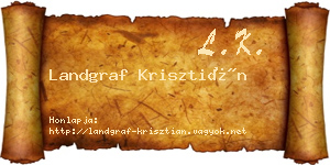 Landgraf Krisztián névjegykártya